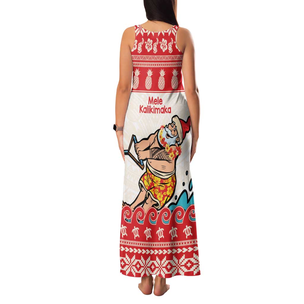 Mele Kalikimaka Hawaii Family Matching Tank Maxi Dress and Hawaiian Shirt Water-skiing Santa Tropical Vibes LT14 - Polynesian Pride