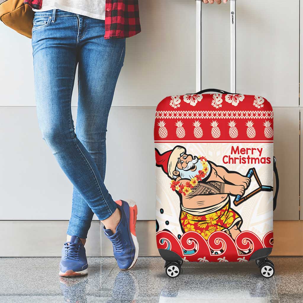 Mele Kalikimaka Hawaii Luggage Cover Water-skiing Santa Tropical Vibes