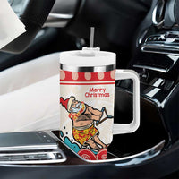 Mele Kalikimaka Hawaii Tumbler With Handle Water-skiing Santa Tropical Vibes