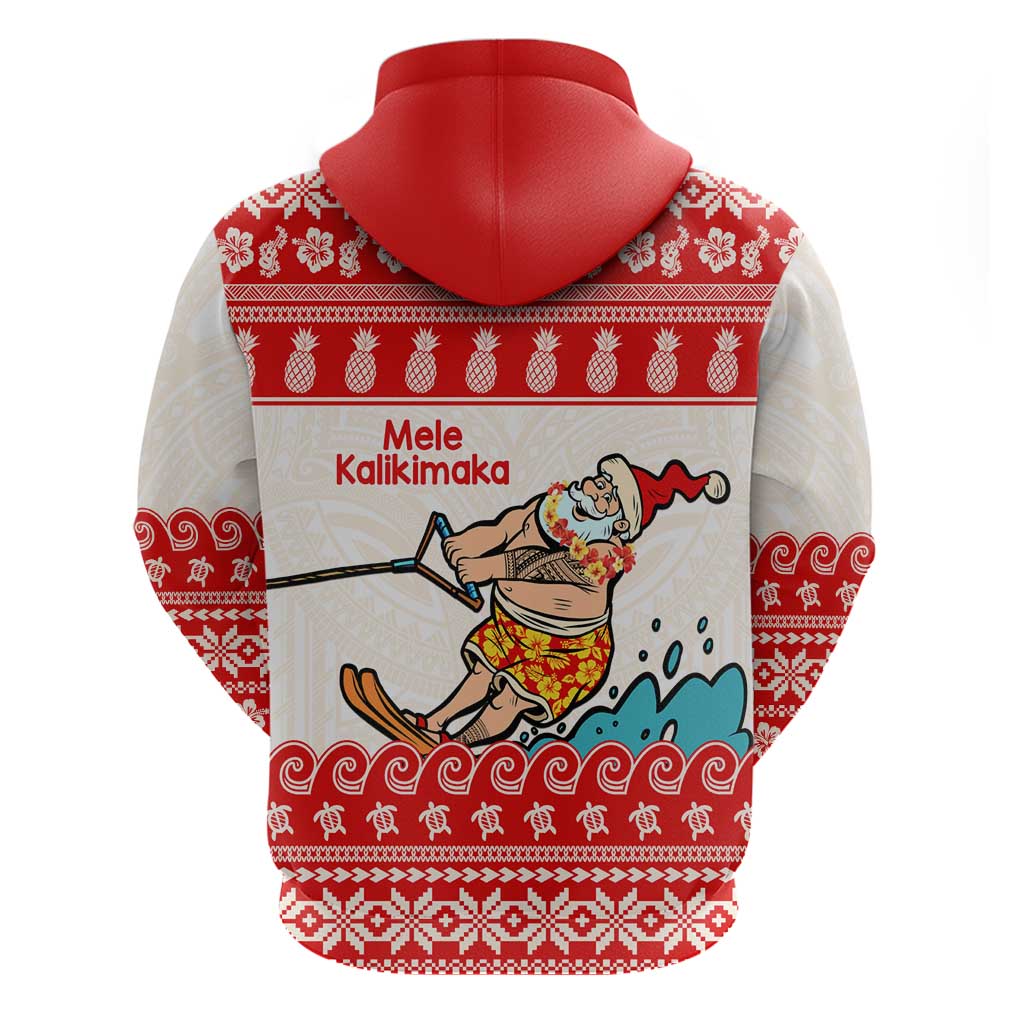Mele Kalikimaka Hawaii Zip Hoodie Water-skiing Santa Tropical Vibes