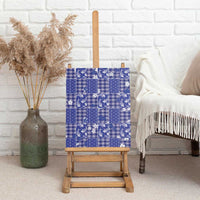 Blue Palaka Japanese Patterns Canvas Wall Art Koi Fish Asanoha Sakura Patchwork Stylized - Polynesian Pride