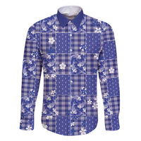 Blue Palaka Japanese Patterns Family Matching Summer Maxi Dress and Hawaiian Shirt Koi Fish Asanoha Sakura Patchwork Stylized - Polynesian Pride