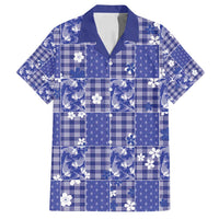 Blue Palaka Japanese Patterns Family Matching Tank Maxi Dress and Hawaiian Shirt Koi Fish Asanoha Sakura Patchwork Stylized - Polynesian Pride