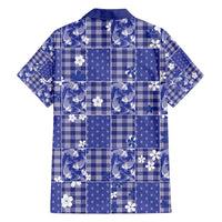 Blue Palaka Japanese Patterns Family Matching Tank Maxi Dress and Hawaiian Shirt Koi Fish Asanoha Sakura Patchwork Stylized - Polynesian Pride