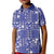 Blue Palaka Japanese Patterns Kid Polo Shirt Koi Fish Asanoha Sakura Patchwork Stylized - Polynesian Pride