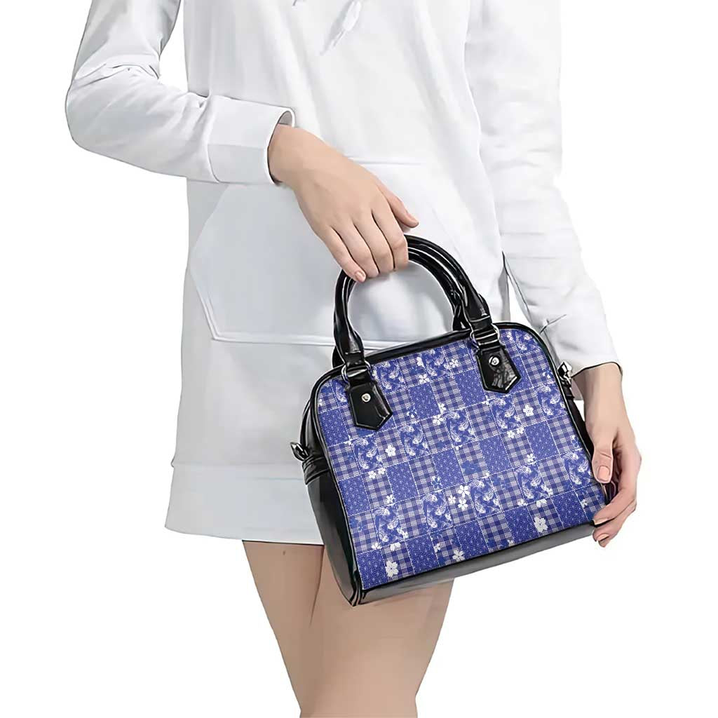 Blue Palaka Japanese Patterns Shoulder Handbag Koi Fish Asanoha Sakura Patchwork Stylized - Polynesian Pride