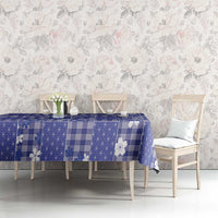 Blue Palaka Japanese Patterns Tablecloth Koi Fish Asanoha Sakura Patchwork Stylized - Polynesian Pride