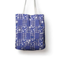 Blue Palaka Japanese Patterns Tote Bag Koi Fish Asanoha Sakura Patchwork Stylized LT14 - Polynesian Pride