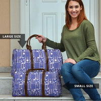 Blue Palaka Japanese Patterns Travel Bag Koi Fish Asanoha Sakura Patchwork Stylized - Polynesian Pride
