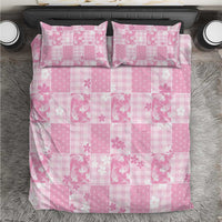 Pink Palaka Japanese Patterns Bedding Set Koi Fish Asanoha Sakura Patchwork Stylized - Polynesian Pride