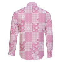 Pink Palaka Japanese Patterns Family Matching Off The Shoulder Long Sleeve Dress and Hawaiian Shirt Koi Fish Asanoha Sakura Patchwork Stylized - Polynesian Pride