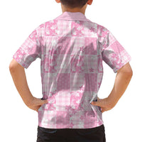 Pink Palaka Japanese Patterns Family Matching Off Shoulder Maxi Dress and Hawaiian Shirt Koi Fish Asanoha Sakura Patchwork Stylized - Polynesian Pride