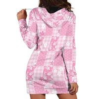 Pink Palaka Japanese Patterns Hoodie Dress Koi Fish Asanoha Sakura Patchwork Stylized - Polynesian Pride
