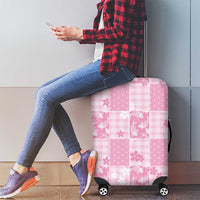 Pink Palaka Japanese Patterns Luggage Cover Koi Fish Asanoha Sakura Patchwork Stylized - Polynesian Pride