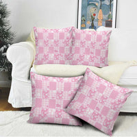 Pink Palaka Japanese Patterns Pillow Cover Koi Fish Asanoha Sakura Patchwork Stylized - Polynesian Pride