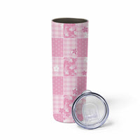 Pink Palaka Japanese Patterns Skinny Tumbler Koi Fish Asanoha Sakura Patchwork Stylized LT14 - Polynesian Pride