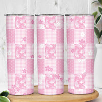 Pink Palaka Japanese Patterns Skinny Tumbler Koi Fish Asanoha Sakura Patchwork Stylized LT14 - Polynesian Pride