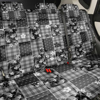 Black Palaka Japanese Patterns Back Car Seat Cover Koi Fish Asanoha Sakura Patchwork Stylized - Polynesian Pride