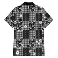 Black Palaka Japanese Patterns Family Matching Off The Shoulder Long Sleeve Dress and Hawaiian Shirt Koi Fish Asanoha Sakura Patchwork Stylized - Polynesian Pride