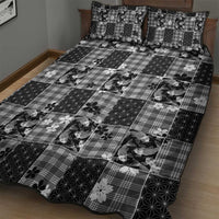 Black Palaka Japanese Patterns Quilt Bed Set Koi Fish Asanoha Sakura Patchwork Stylized LT14 - Polynesian Pride
