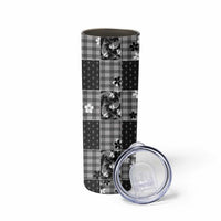 Black Palaka Japanese Patterns Skinny Tumbler Koi Fish Asanoha Sakura Patchwork Stylized LT14 - Polynesian Pride
