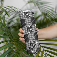 Black Palaka Japanese Patterns Skinny Tumbler Koi Fish Asanoha Sakura Patchwork Stylized LT14 - Polynesian Pride