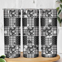 Black Palaka Japanese Patterns Skinny Tumbler Koi Fish Asanoha Sakura Patchwork Stylized LT14 - Polynesian Pride