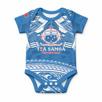 Toa Samoa Rugby Custom Baby Onesie Uso aso uma Samoan Pattern Blue LT14 Blue - Polynesian Pride