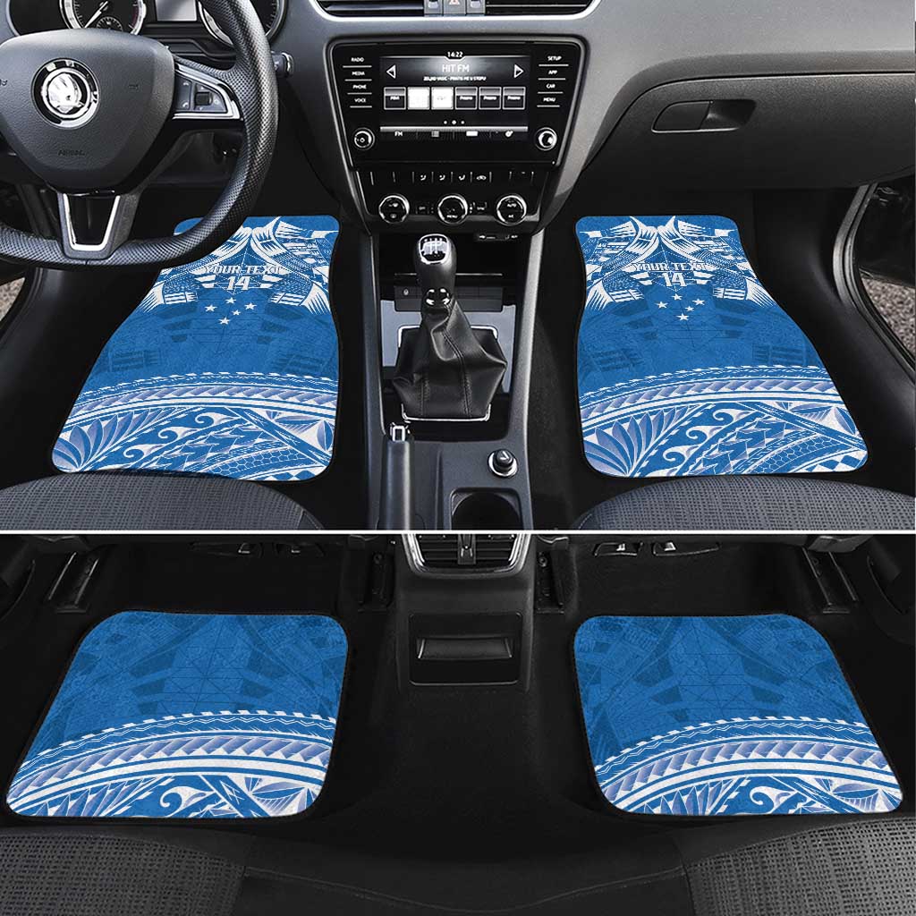 Toa Samoa Rugby Custom Car Mats Uso aso uma Samoan Pattern Blue - Polynesian Pride