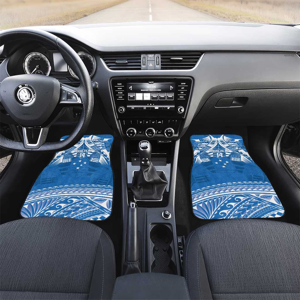 Toa Samoa Rugby Custom Car Mats Uso aso uma Samoan Pattern Blue - Polynesian Pride