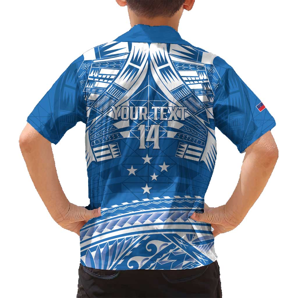 Toa Samoa Rugby Custom Family Matching Long Sleeve Bodycon Dress and Hawaiian Shirt Uso aso uma Samoan Pattern Blue - Polynesian Pride