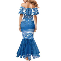 Toa Samoa Rugby Custom Family Matching Mermaid Dress and Hawaiian Shirt Uso aso uma Samoan Pattern Blue - Polynesian Pride