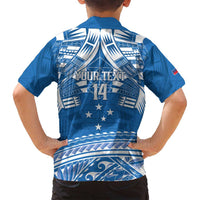 Toa Samoa Rugby Custom Family Matching Off Shoulder Maxi Dress and Hawaiian Shirt Uso aso uma Samoan Pattern Blue - Polynesian Pride