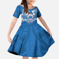 Toa Samoa Rugby Custom Family Matching Off Shoulder Maxi Dress and Hawaiian Shirt Uso aso uma Samoan Pattern Blue - Polynesian Pride