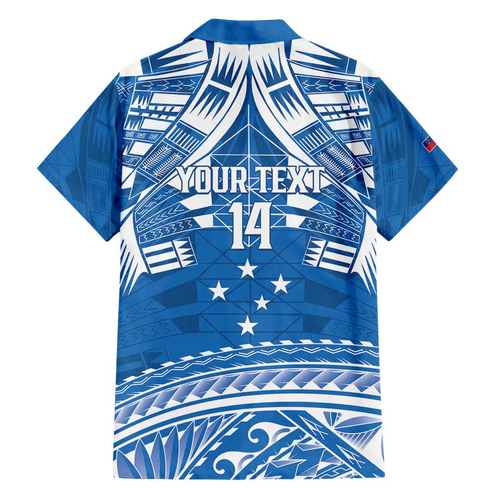 Toa Samoa Rugby Custom Family Matching Off Shoulder Short Dress and Hawaiian Shirt Uso aso uma Samoan Pattern Blue - Polynesian Pride