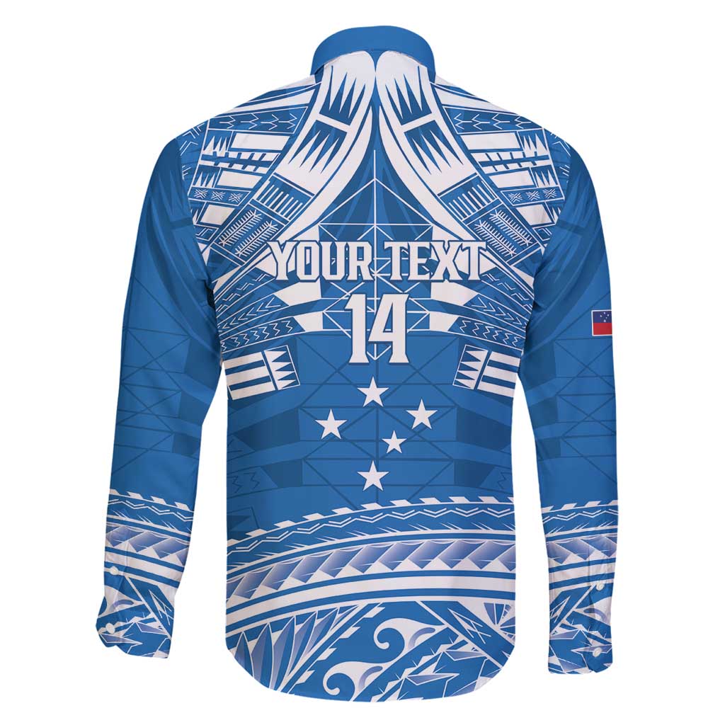 Toa Samoa Rugby Custom Family Matching Off Shoulder Short Dress and Hawaiian Shirt Uso aso uma Samoan Pattern Blue - Polynesian Pride