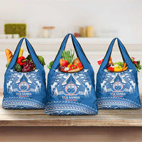 Toa Samoa Rugby Custom Grocery Bag Uso aso uma Samoan Pattern Blue - Polynesian Pride
