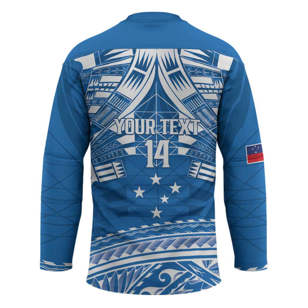 Toa Samoa Rugby Custom Hockey Jersey Uso aso uma Samoan Pattern Blue - Polynesian Pride