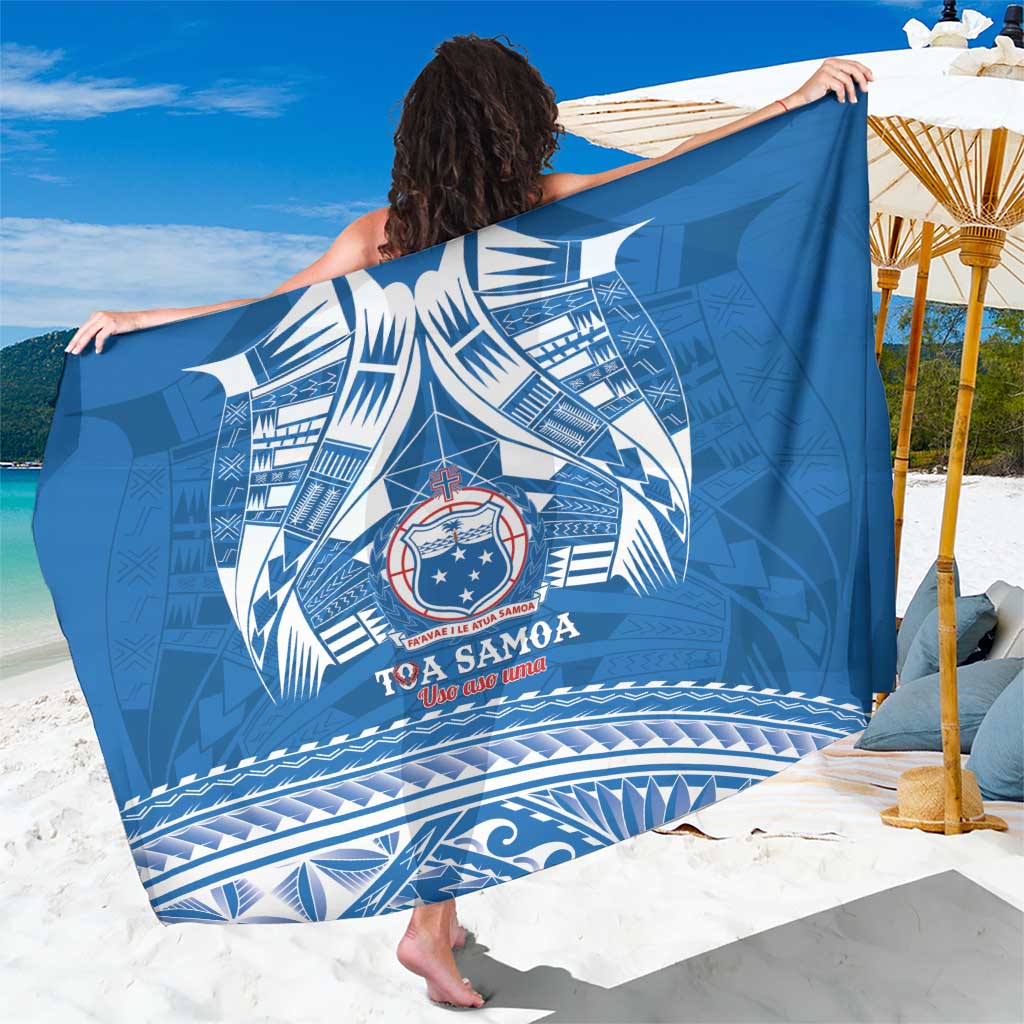Toa Samoa Rugby Custom Sarong Uso aso uma Samoan Pattern Blue - Polynesian Pride