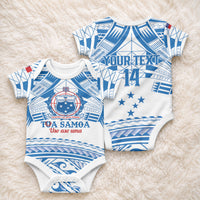 Toa Samoa Rugby Custom Baby Onesie Uso aso uma Samoan Pattern White LT14 - Polynesian Pride