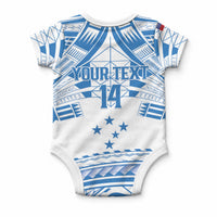 Toa Samoa Rugby Custom Baby Onesie Uso aso uma Samoan Pattern White LT14 - Polynesian Pride