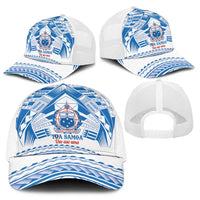 Toa Samoa Rugby Baseball Net Cap Uso aso uma Samoan Pattern White - Polynesian Pride