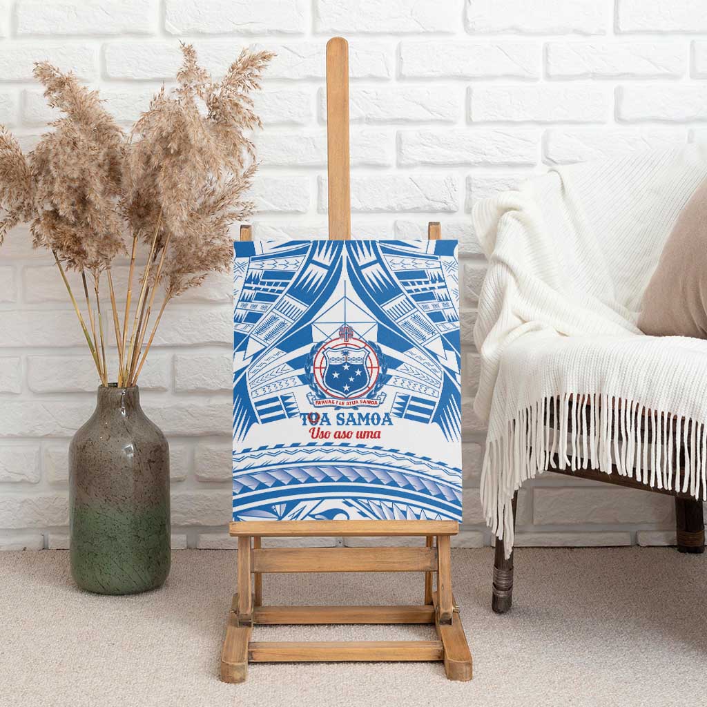 Toa Samoa Rugby Custom Canvas Wall Art Uso aso uma Samoan Pattern White - Polynesian Pride