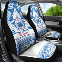 Toa Samoa Rugby Custom Car Seat Cover Uso aso uma Samoan Pattern White - Polynesian Pride