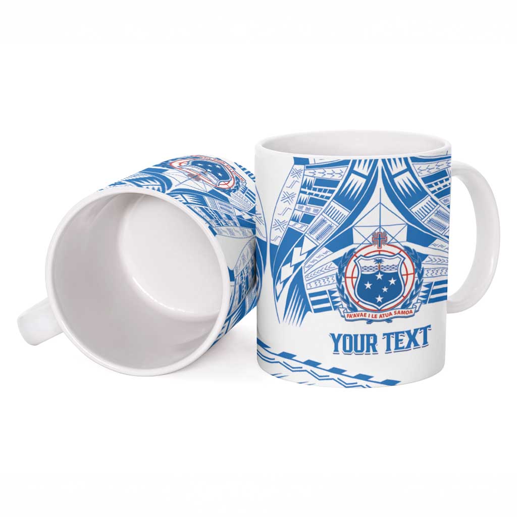 Toa Samoa Rugby Custom Ceramic Mug Uso aso uma Samoan Pattern White - Polynesian Pride