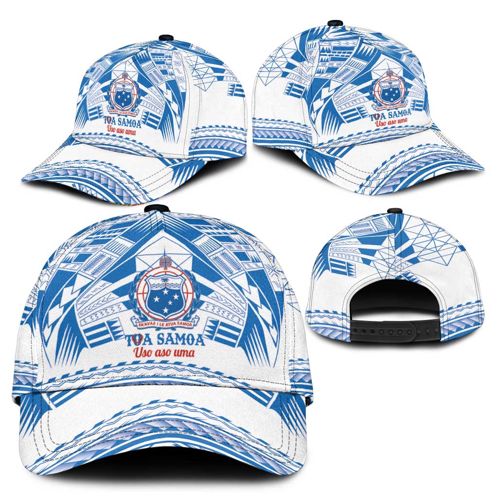 Toa Samoa Rugby Classic Cap Uso aso uma Samoan Pattern White - Polynesian Pride