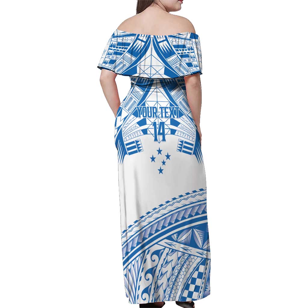 Toa Samoa Rugby Custom Family Matching Off Shoulder Maxi Dress and Hawaiian Shirt Uso aso uma Samoan Pattern White - Polynesian Pride