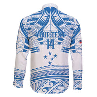 Toa Samoa Rugby Custom Family Matching Off Shoulder Short Dress and Hawaiian Shirt Uso aso uma Samoan Pattern White - Polynesian Pride