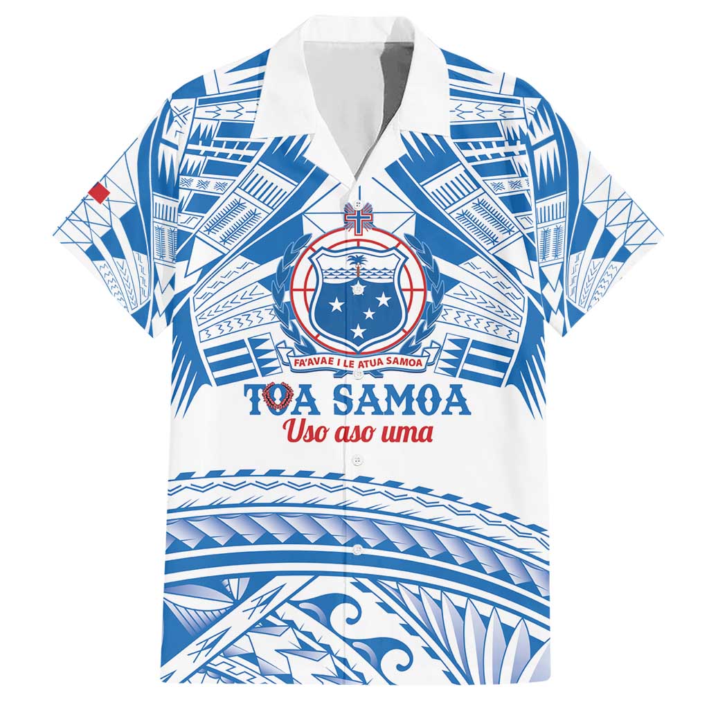 Toa Samoa Rugby Custom Family Matching Short Sleeve Bodycon Dress and Hawaiian Shirt Uso aso uma Samoan Pattern White - Polynesian Pride
