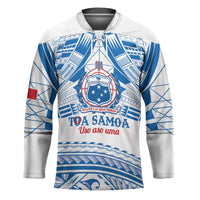 Toa Samoa Rugby Custom Hockey Jersey Uso aso uma Samoan Pattern White - Polynesian Pride